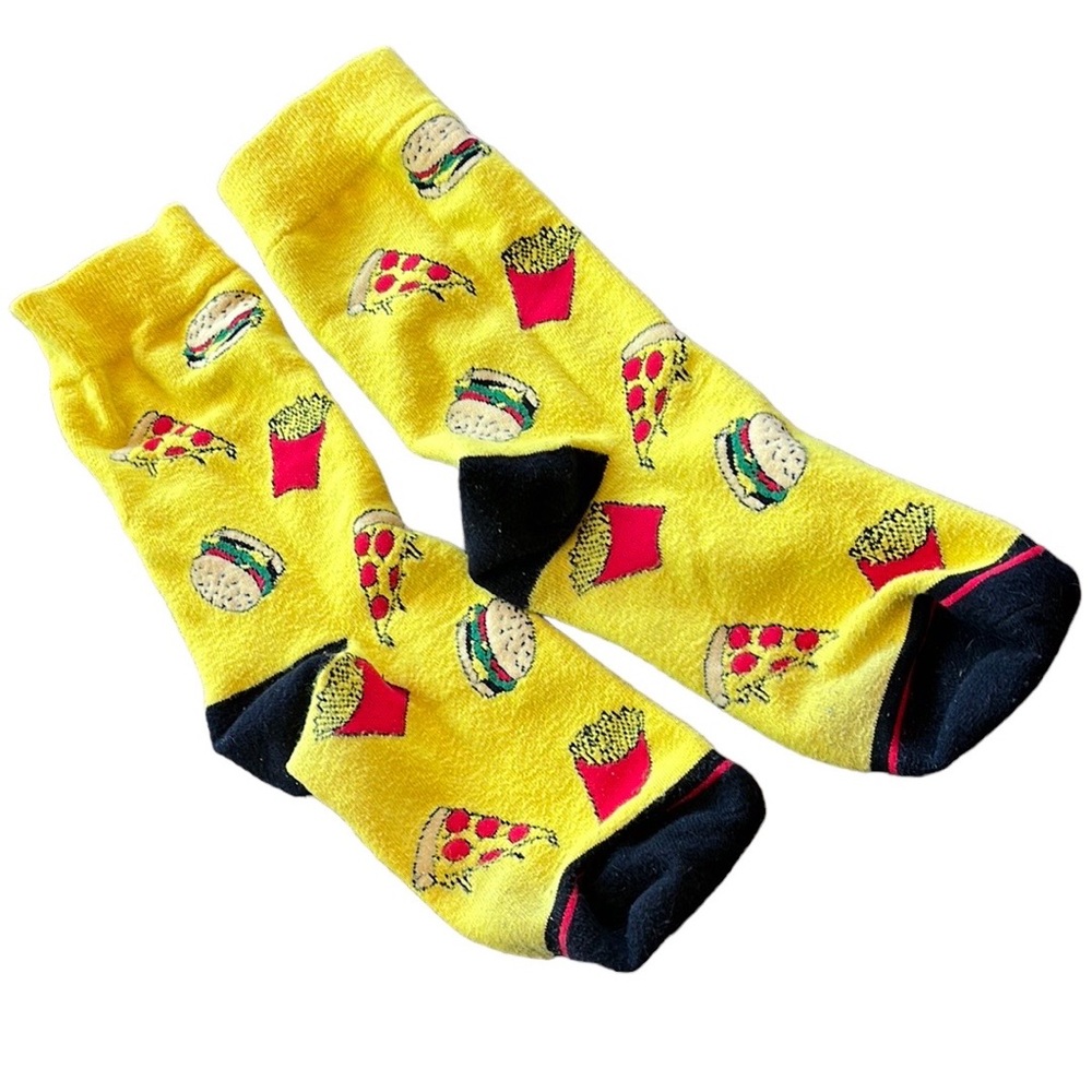 Novelty Crew Socks Fast Food Design
